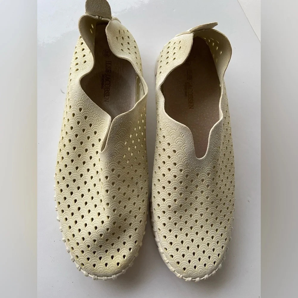 Ilse Jacobsen Tulip Mary Jane Flats Cream Perforated Shoes Sz 8 - Picture 7 of 8